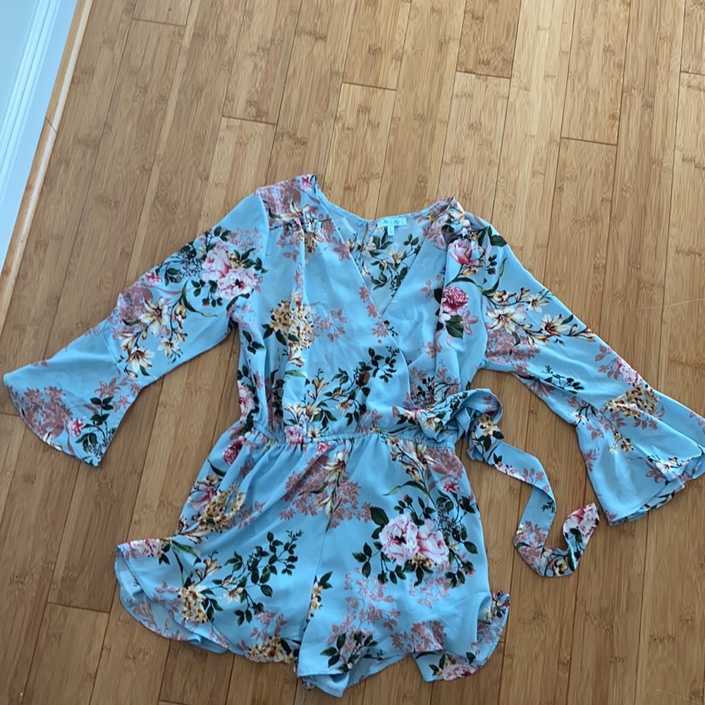 She + Sky long sleeve floral romper